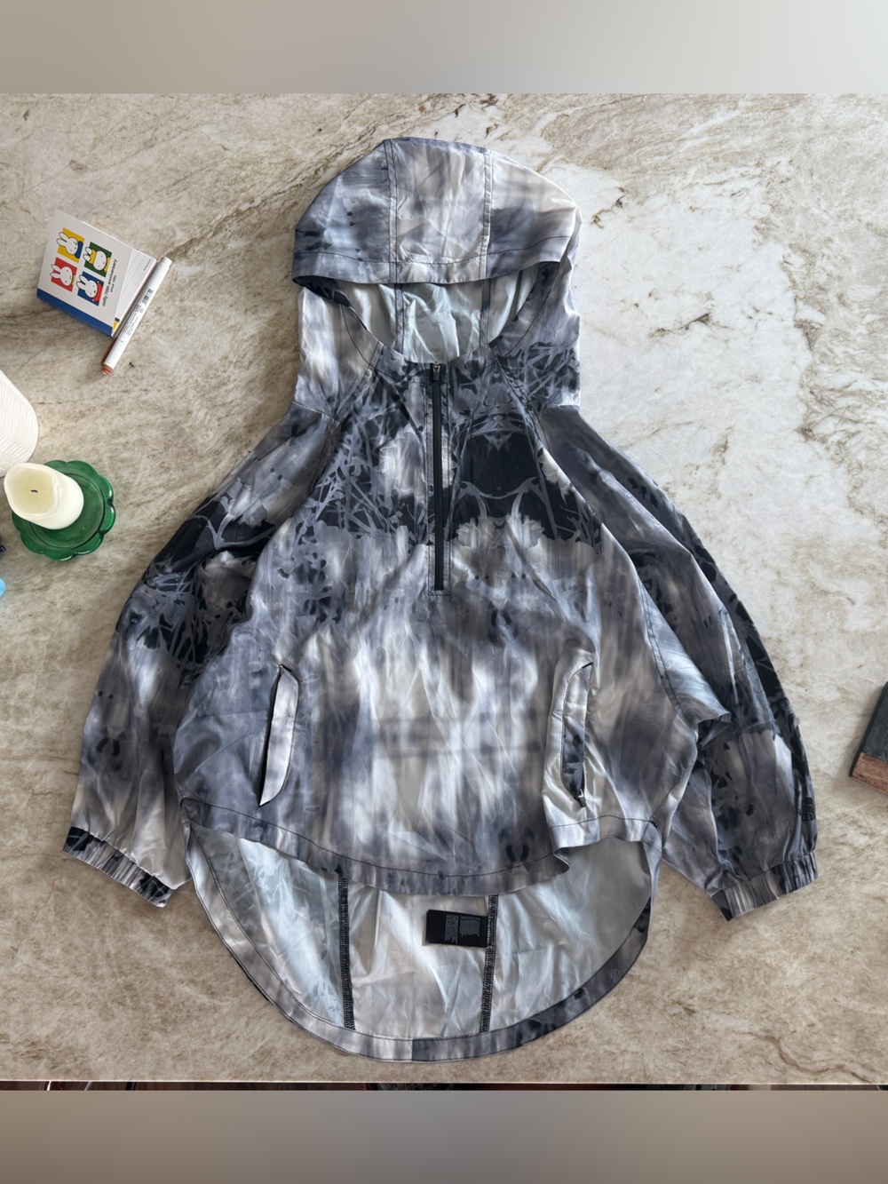 The North Face Black Gray Tie-Dye Pullover Anorak
